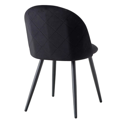 Eetkamerstoelen – Stoelen – Velvet Stoelen – Zwarte Stoelen – Comfortabel – Verchroomd Metalen Onderstel – 120 Kg Draagkracht - QUORE
