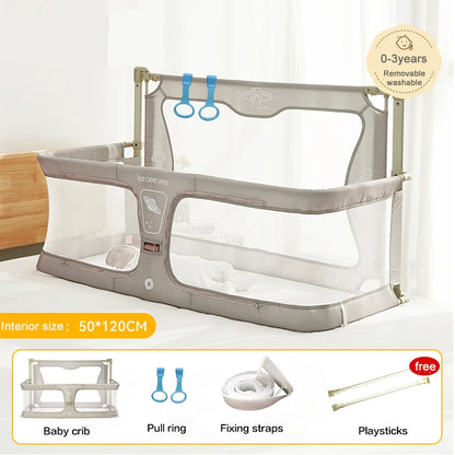 Babybed - Co-sleeper Wieg - Wieg - Dubbel Gebruik - Opvouwbaar - Ledikant - met Bedrand Bescherming - Zonder Klamboe - Beige - QUORE