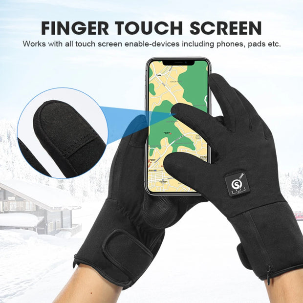 Savior Heat - Heated Gloves - Electric Heated Gloves - Ski Heated Gloves - Hand Warm - Rechargeable - for Men Women - Keep Warm Outdoor Sports Gloves - Size L - Black