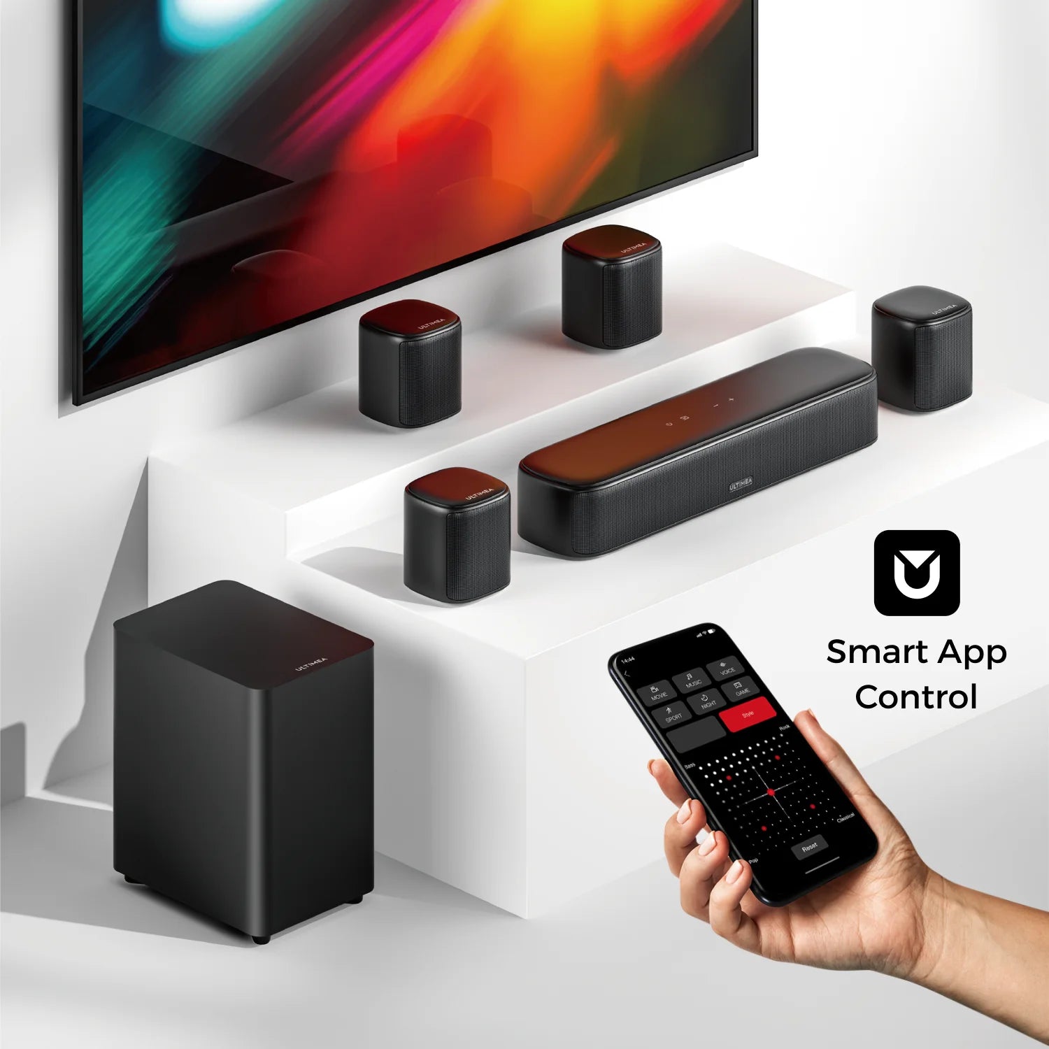 Aura A40 Soundbar – Surround Sound Systeem – Home Cinema Geluid – Draadloze Speaker – Thuisbioscoop Audio – 7.1 Surround Met App Bedienig – Krachtige 4-inch Subwoofer - QUORE