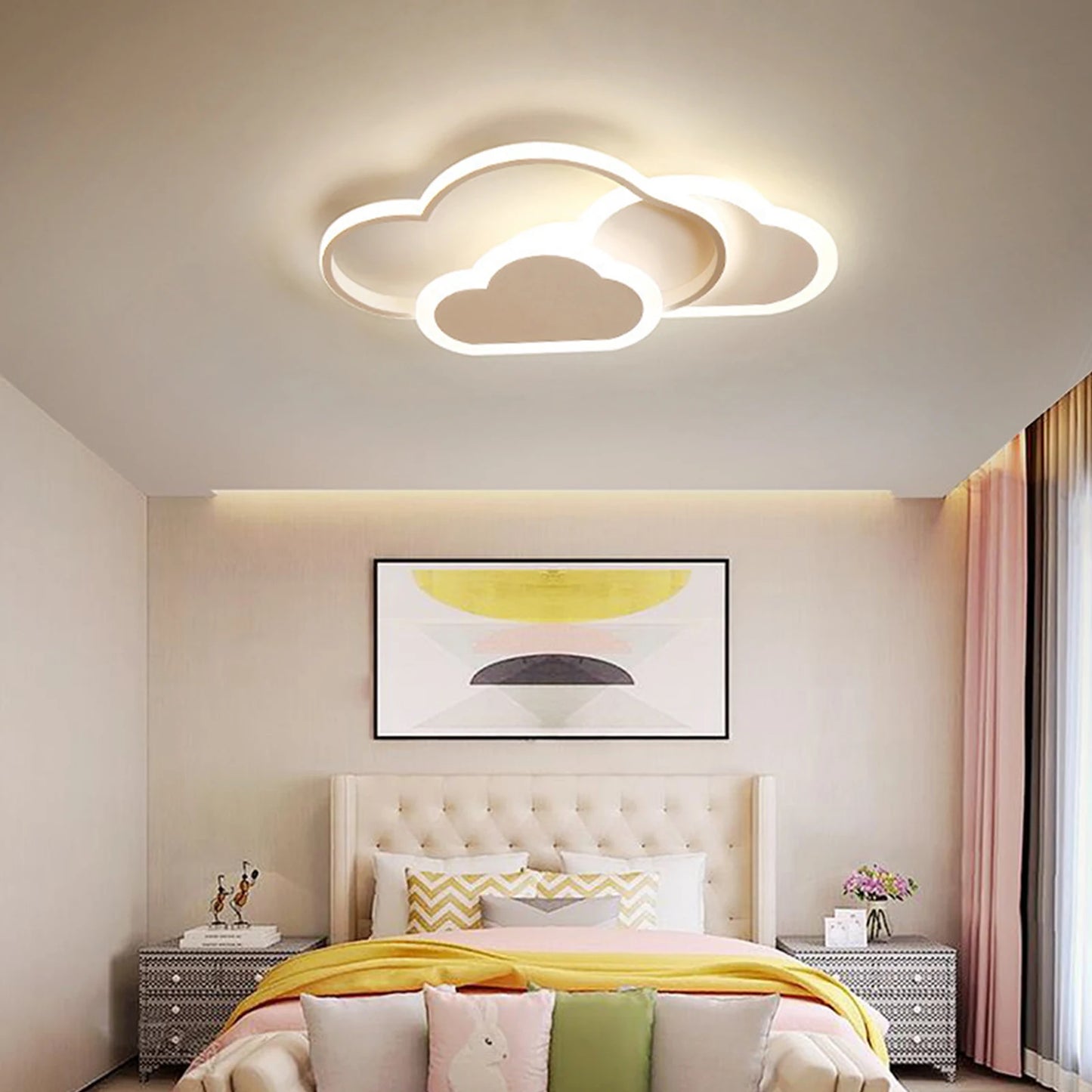 Plafondlamp - Plafonniere - Lamp - Ceiling Light - Creatief Wolk Ontwerp - Witte LED Kinderkamerlamp met 3 Kleuren & Modern Acryl Design