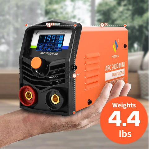 Hitbox - Lasapparaat - Elektrische Lasser - 2 in 1 ARC MMA Lasapparaat - MINI IGBT Omvormer - LED Digitale Display - Protable Thuis Lasser - 220V 10-200A - Oranje