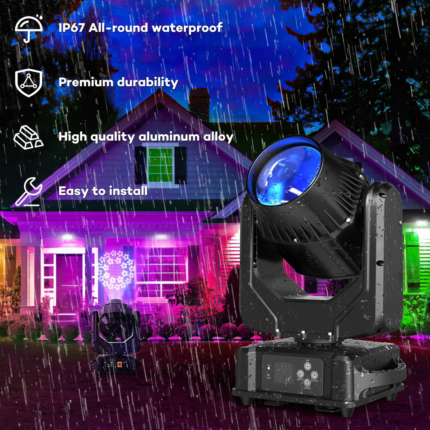 Movingheadlicht – Discolamp – Podiumverlichting – DJ Licht – LED Beam Spot – 160W Vermogen – IP65 Waterdicht