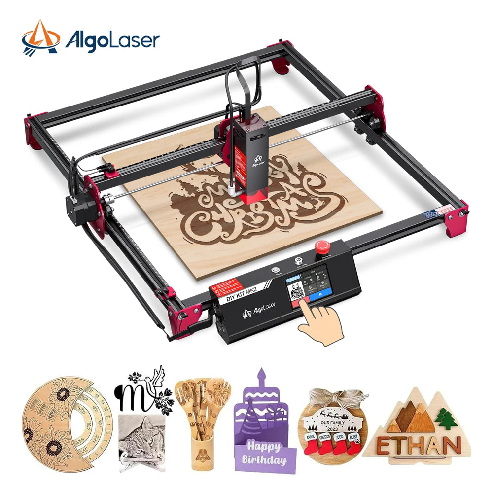 AlgoLaser Laser Engraver DIY MK2 10W 3.5” Color Touch Screen App Offline Control DIY Engraver Tool for Metal/Glass/Wood Engrave - QUORE