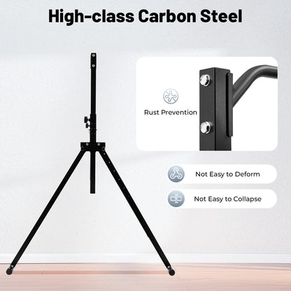 Triangulaire Pull-Up Station – Optrekstang – Klimrek – Fitnessstation – Trainingsrek – Zwart Carbonstaal – Verstelbare Hoogte 1,75-2,30m – Max Draagvermogen 200kg