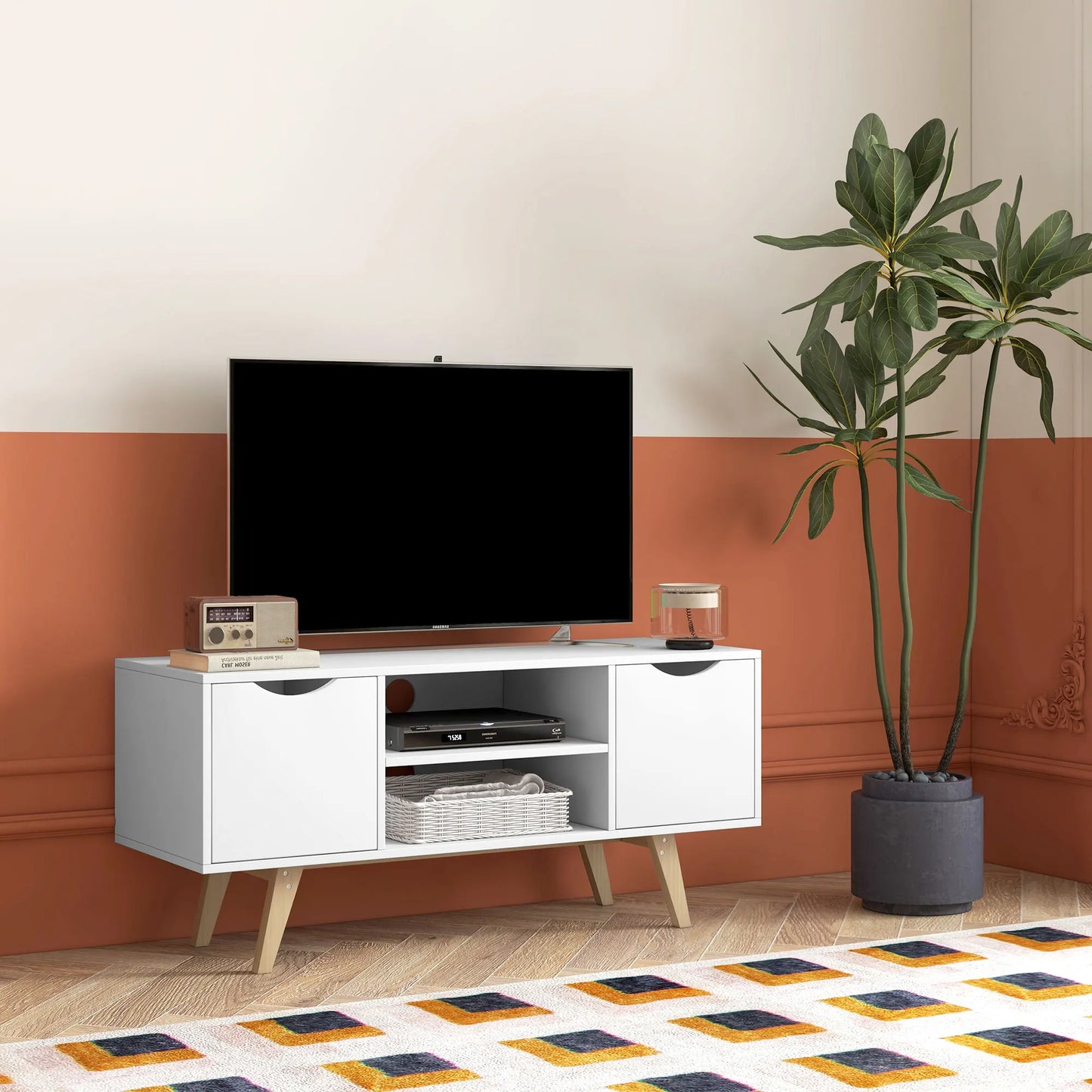 Tv-Standaard – Tv-Meubel – Tv-Kast – Mediameubel – Voor Televisies Tot 50 Inch – Met Kabeldoorvoeren