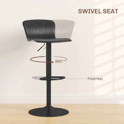Barkrukken – Barkruk – Barstoel – Hoge Stoel – Keukenstoel – Zwart – Verstelbare Hoogte 57-78 cm – 360° Draaibare Zitting - QUORE