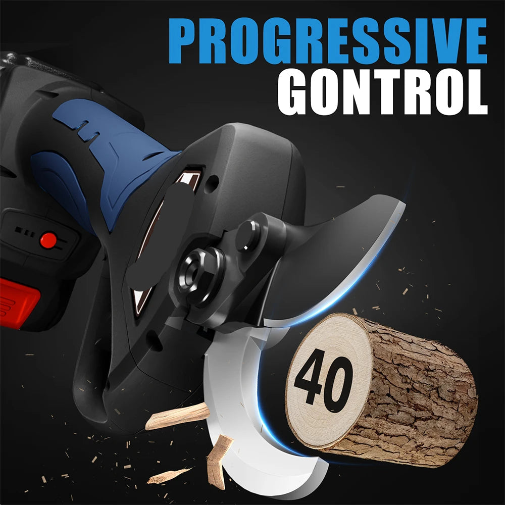 Elektrische Snoeischaar - 40mm - Accu Snoeischaar - 1050W - Takkenschaar - Heggenschaar - Voor Bomen - en Wijngaarden - 2 Accu - 2AH Oranje