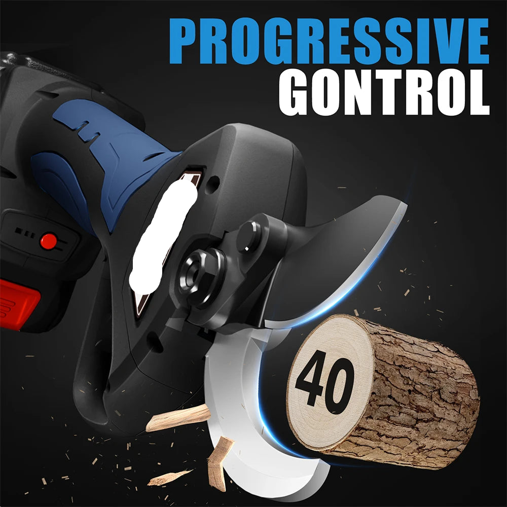 Elektrische Snoeischaar - 40mm - Accu Snoeischaar - Takkenschaar - 4-Snelheden - Heggenschaar - Voor Bomen - Struiken - en Bonsai - 2 Accu - met Paal