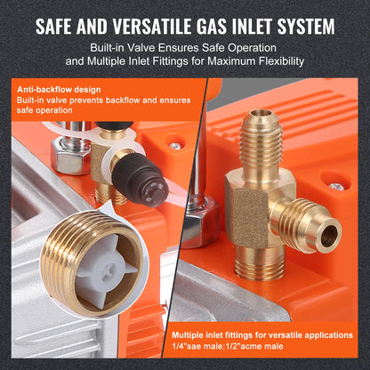Vacuümpomp - Koelmiddel Vacuümpomp - Koeltechnisch Gereedschap - 1/5 HP - Eentraps Vacuümpomp - 3.5CFM - HVAC Reparatie - Koeltechnisch Onderhoud - Harsontgassing - Oranje