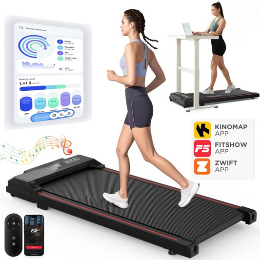 Loopband – Wandelband – Walking Pad – Treadmill – Hometrainer – Compact Loopvlak 37,5x90 cm – Bluetooth Met Afstandsbediening - QUORE