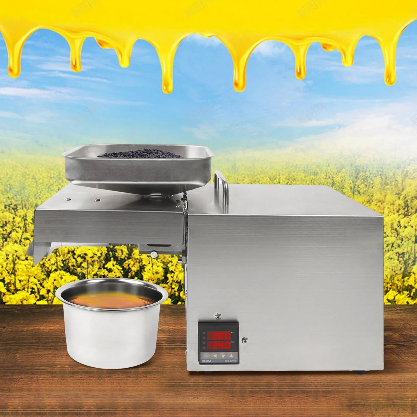 Oliepers – Olie Extractor – Notenpers – Zaden Pers – Temperatuurregelaar – Roestvrij Staal – Hoge Olieopbrengst