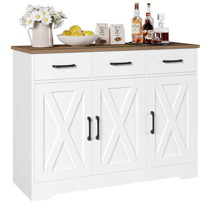 Zijbuffet – Sideboard – Dressoir – Buffetkast – Keukenbuffet – Variant Multi – Ruim Werkblad 108x38,5 cm – 3 Laden Met Metalen Ladegeleiders - QUORE
