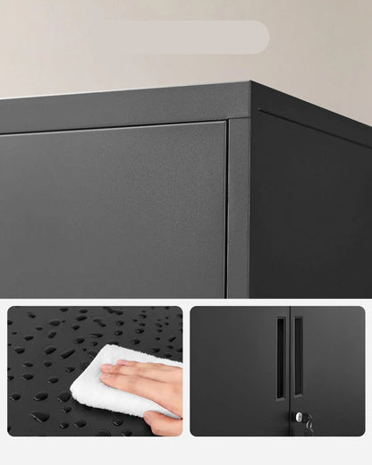 Archiefkast - Kantoorkast - Bureau kast - Dossierkast - Stellingkast Metaal - met 2 Deuren - Archiefkasten - Multifunctionele - voor Documenten en Opbergruimte - Zwart