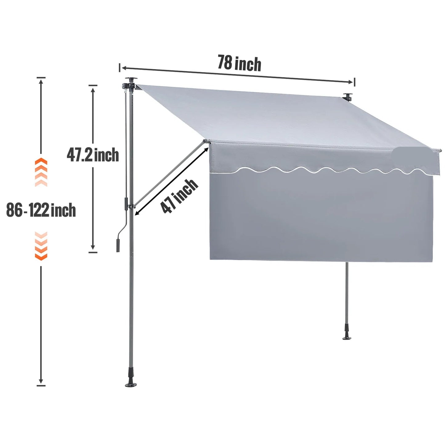 Zonneluifel - Zonnescherm - Zonneluifel Balkon - Luifel Zonnescherm - Handmatig Uittrekbaar - 198x120 cm - Waterafstotend Terrasscherm van Polyester – Zonwering voor Tuin - Deur of Raam