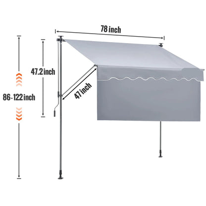 Zonneluifel - Zonnescherm - Zonneluifel Balkon - Luifel Zonnescherm - Handmatig Uittrekbaar - 198x120 cm - Waterafstotend Terrasscherm van Polyester – Zonwering voor Tuin - Deur of Raam