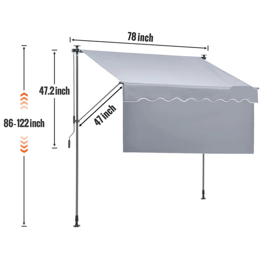 Zonneluifel - Zonnescherm - Zonneluifel Balkon - Luifel Zonnescherm - Handmatig Uittrekbaar - 198x120 cm - Waterafstotend Terrasscherm van Polyester – Zonwering voor Tuin - Deur of Raam