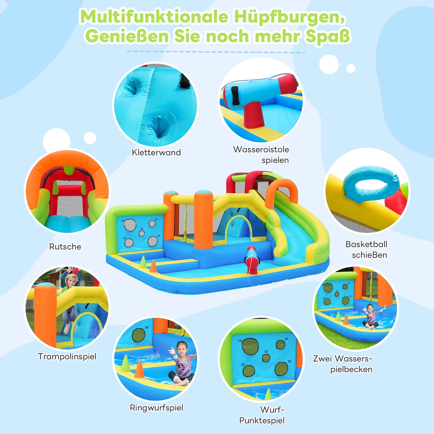 Springkussen – Springkasteel – Opblaasbaar Speeltoestel – Bouncers – Kinderspeelset – Veilig En Duurzaam – Compact Ontwerp