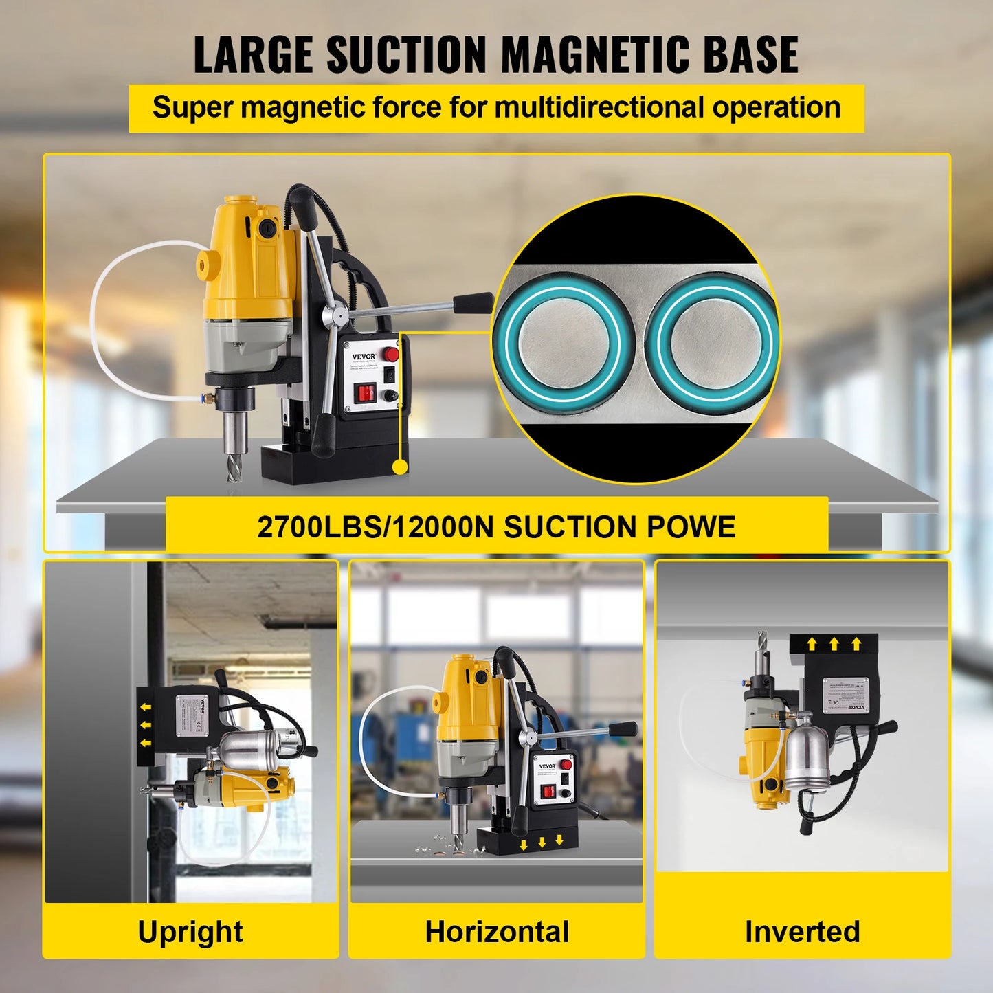 Drill Machine - Magnetic Core Drill Machine - Magnetic Drill Machine - Electric Magnetic Drill Machine - 1100W - 40mm Bore Diameter - 2810 LBS Magnetic Drilling System