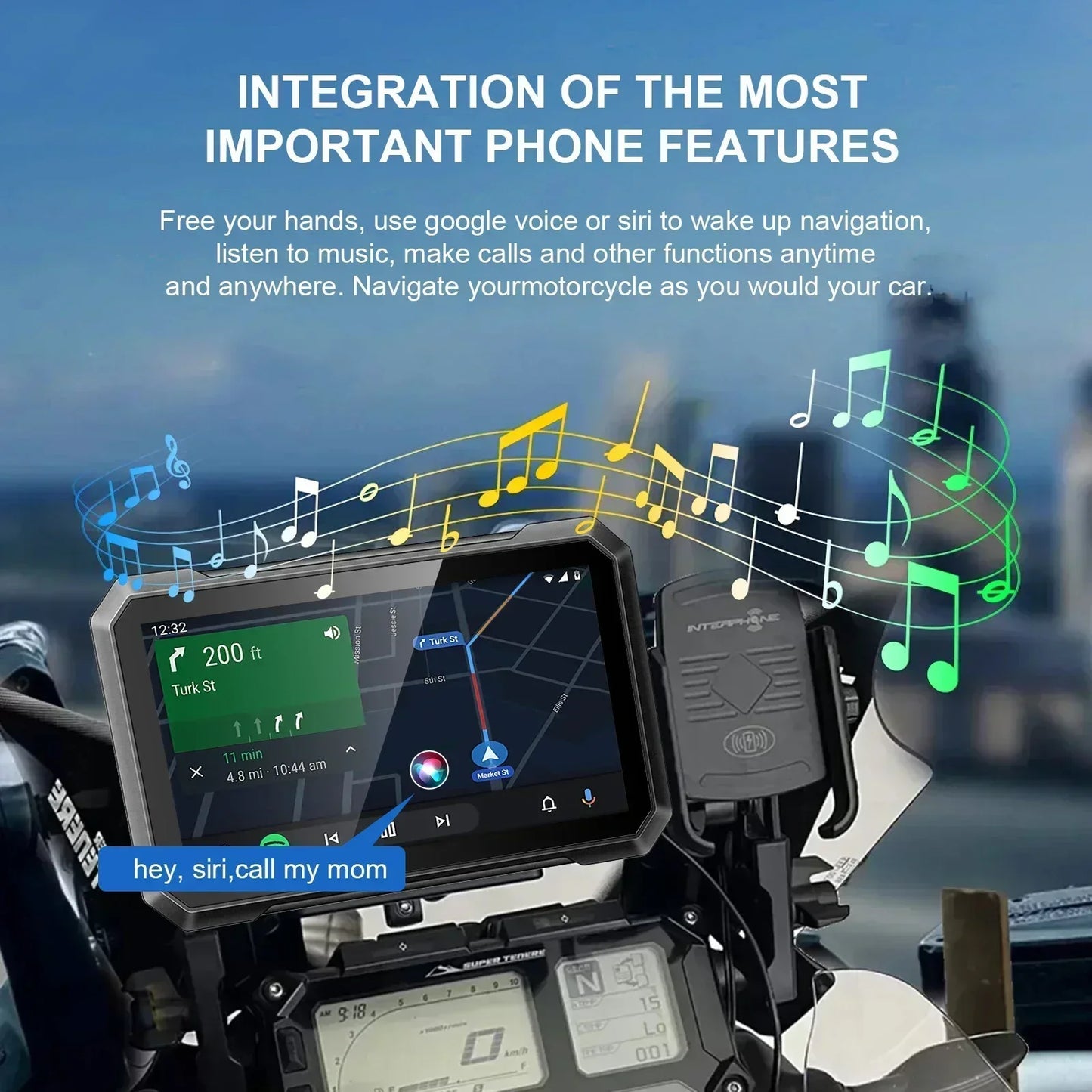 Motorfiets GPS – Motornavigatie – Motorhouders – Navigatie – Telefoonhouder – 7 Inch Waterdicht Scherm – Draadloze Apple CarPlay en Android Auto
