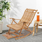 Schommelstoel - Rocking chair voor Volwassenen - Vouwbare - Indoor & Outdoor Bamboo Rocking Chair- Met Armleuningen -  Voetmassager- Voetsteun– Draagbare Deck Lounger - 96x40cm - Houten Kleur