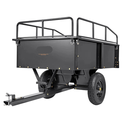 Tuintrailer - Tuinaanhanger - Dump Kar - voor Zitmaaiers - 340kg -  Stalen Aanhangwagen - Kantelfunctie - Afneembare Zijkanten - Transportkar - Zwaar Uitgevoerd - Tuinonderhoud