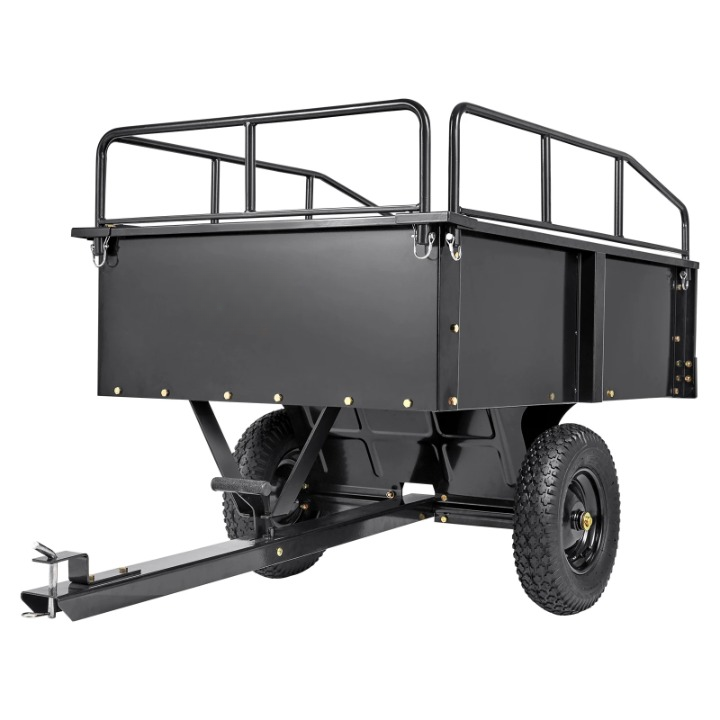 Tuinaanhangwagen - Utility Trailer - Dumpkar - Zwaar Uitgevoerd - met Afneembare Zijkanten - voor Rijden - Grasmaaier - Tractor - Ijzer - 200 x 76 x 76 cm - Zwart