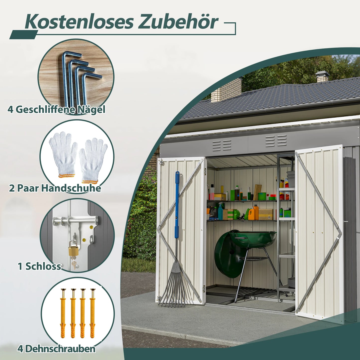 Tuinhuis – Tuinhuisje – Opslagschuur – Gereedschapshuis – Tuinschuur – 8x4FT – Gegalvaniseerd Staal – Waterdicht Met Ventilatie