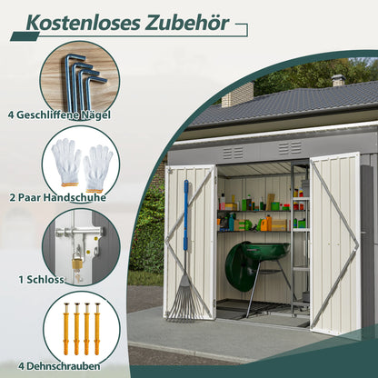 Tuinhuis – Tuinhuisje – Opslagschuur – Gereedschapshuis – Tuinschuur – 8x4FT – Gegalvaniseerd Staal – Waterdicht Met Ventilatie