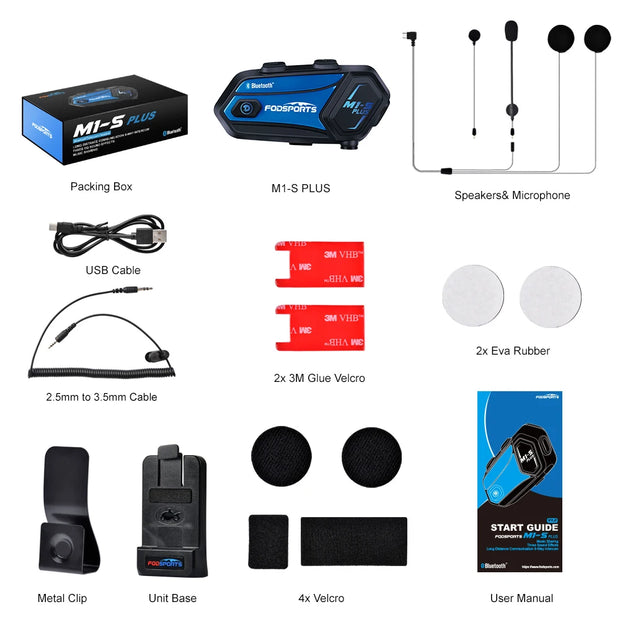Motorfietsintercom - Helmintercom - MotorfietshelmHeadset - Bluetooth Helmintercom - Helm - Motorfietsaccessoires - 8 Riders - 2000M - Een volledige set