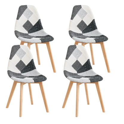 Nordic Eetkamerstoelen – Eetkamerstoelen – Stoelen – Designstoelen – Patchwork Stoelen – Zwart Wit Grijs – Massief Beukenhout – Comfortabele Zithoogte 40,5 cm