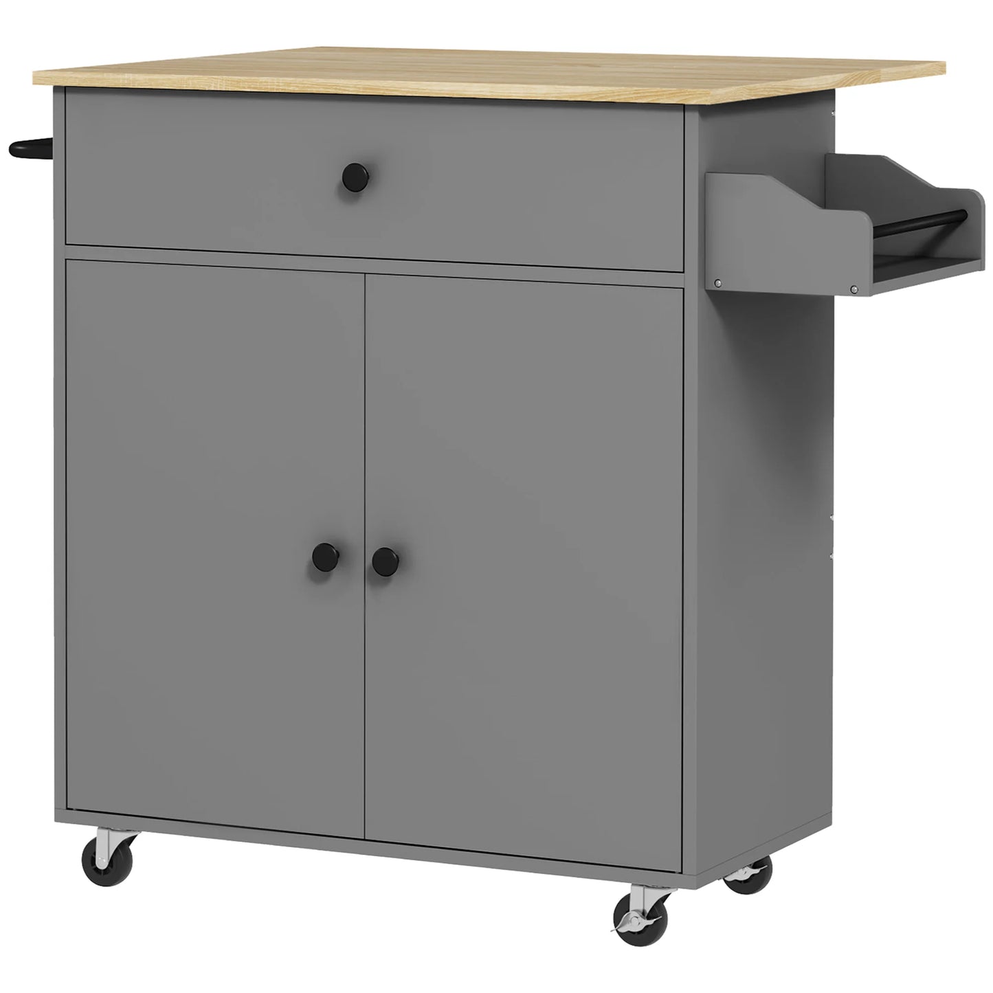 Homcom Kitchen Island with Wheels Folding Wing 106X42X87 cm - QUORE