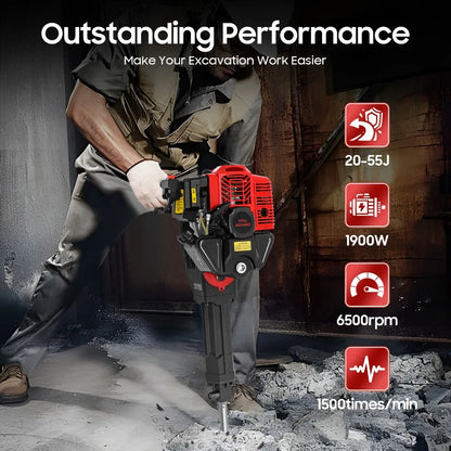 Grondboor Benzine - Grondboor - Tuinboor - Handheld Trench Digger - 52CC – 2-Takt Benzinemotor, Luchtgekoeld – Tuin- & Boomgraver - Zwart