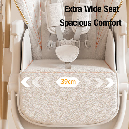 3-in-1 Baby Feeding Dining High Chair with Smooth Electric Swing and Convertible Reclining Bed Seat for Comfortable Eating Sleep
