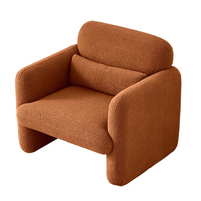 Lamswollen Fauteuil – Lamswol Stoel – Comfortabele Zetel – Scandinavische Fauteuil – Zachte Lamswol Bekleding – Verstelbare Lendensteun - Oranje - QUORE