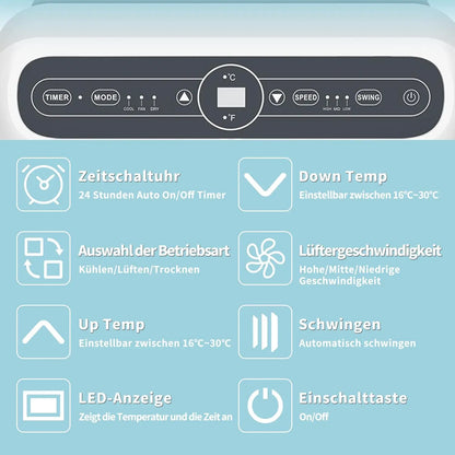Mobiele Airconditioner – Draagbare Airco – Airco Met Timer – Luchtontvochtiger – 12000 BTU – 3-In-1 Functie