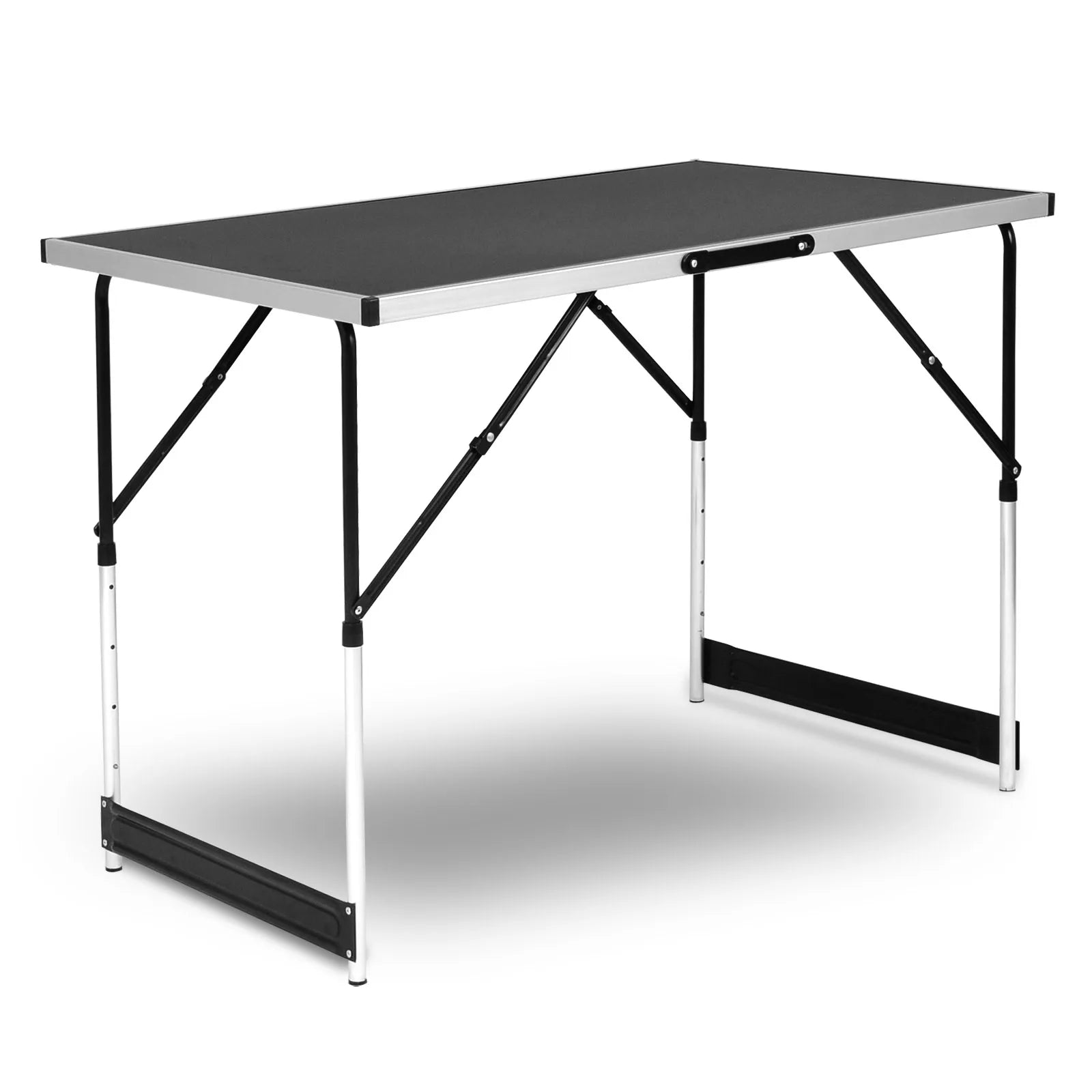 Inklapbare Tafel – Klap – Camping – Opvouwbare - Verstelbare Hoogte - Aluminium - Lichtgewicht - Buitentafel - BBQ - Tuin - Balkon - Picknick - Zwart - QUORE
