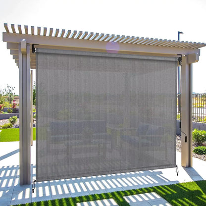 Rolgordijnen - Rolgordijn Verduisterend - Outdoor - 240x240 cm - Zonnescherm Zonder Koord - Windscherm - HDPE Privacy Scherm voor Balkon, Terras of Tuin - Grijs