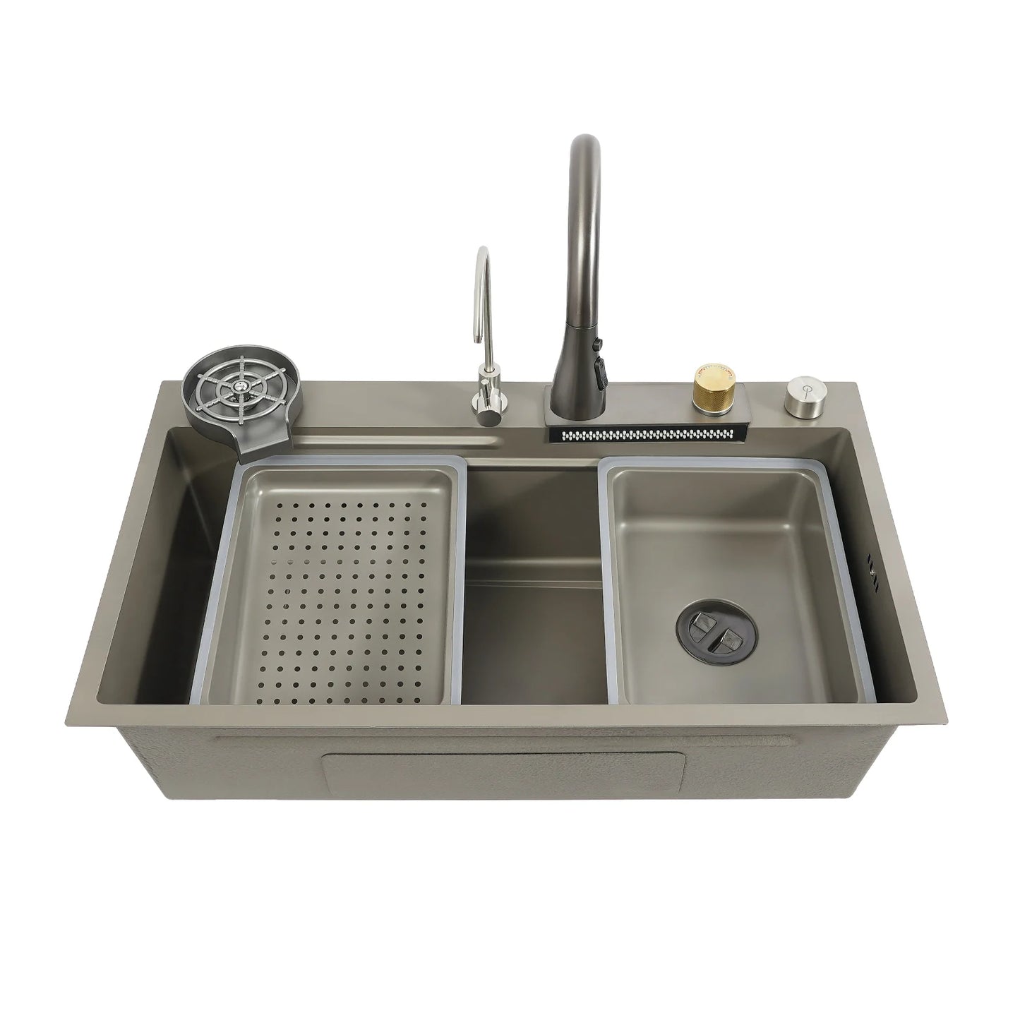 RVS Keukenset – Roestvrijstalen Keukenblad – Spoelbak – Keukengerei – Ingebouwde Uitsparingen – 80x45 Cm – 304 Roestvrij Staal