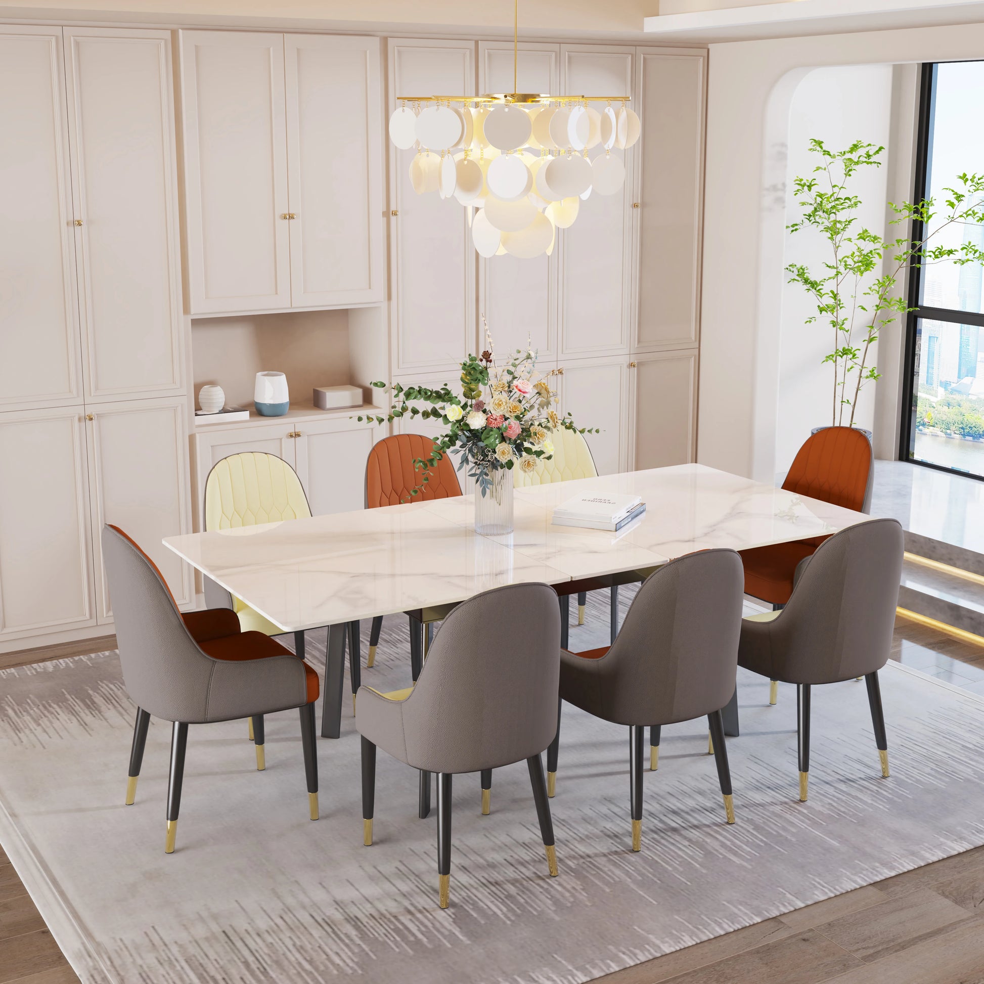 Eettafel – Dinertafel – Keukentafel – Uitschuiftafel – Tafel – Glanzend Jade Sintered Stone – Uitschuifbaar 180 cm – Stevig Metalen Onderstel - QUORE