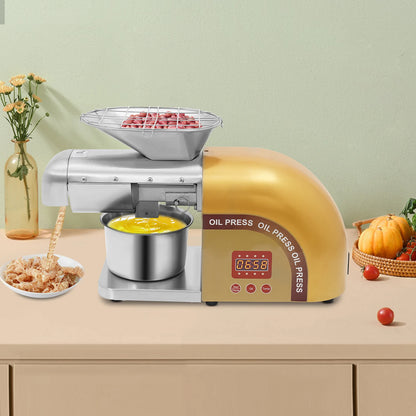 Oliepers – Kookolie Pers – Notenolie Maker – Zadenpers – Roestvrij Staal – Instelbare Temperatuur - 1800W Motor