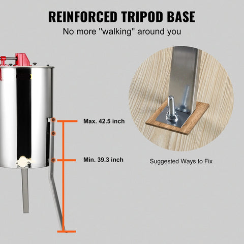 Honing Extractor - Manueel - 3 Frames - Honing centrifuge - Handmatig - Roestvrij Staal - Zilver - QUORE