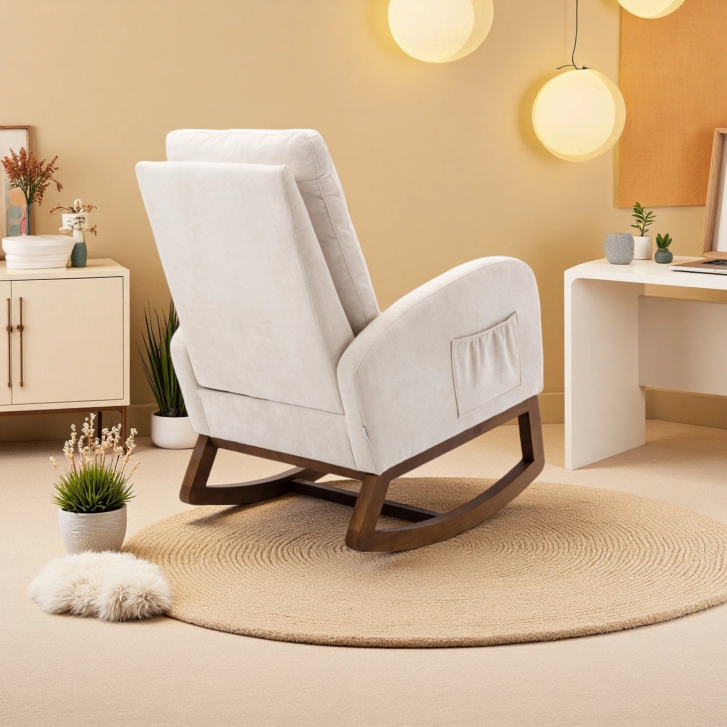 Schommelstoel – Relaxstoel – Fauteuil – Loungestoel – Schommelstoel Babykamer – Massief Rubberwood – Ergonomisch Ontwerp