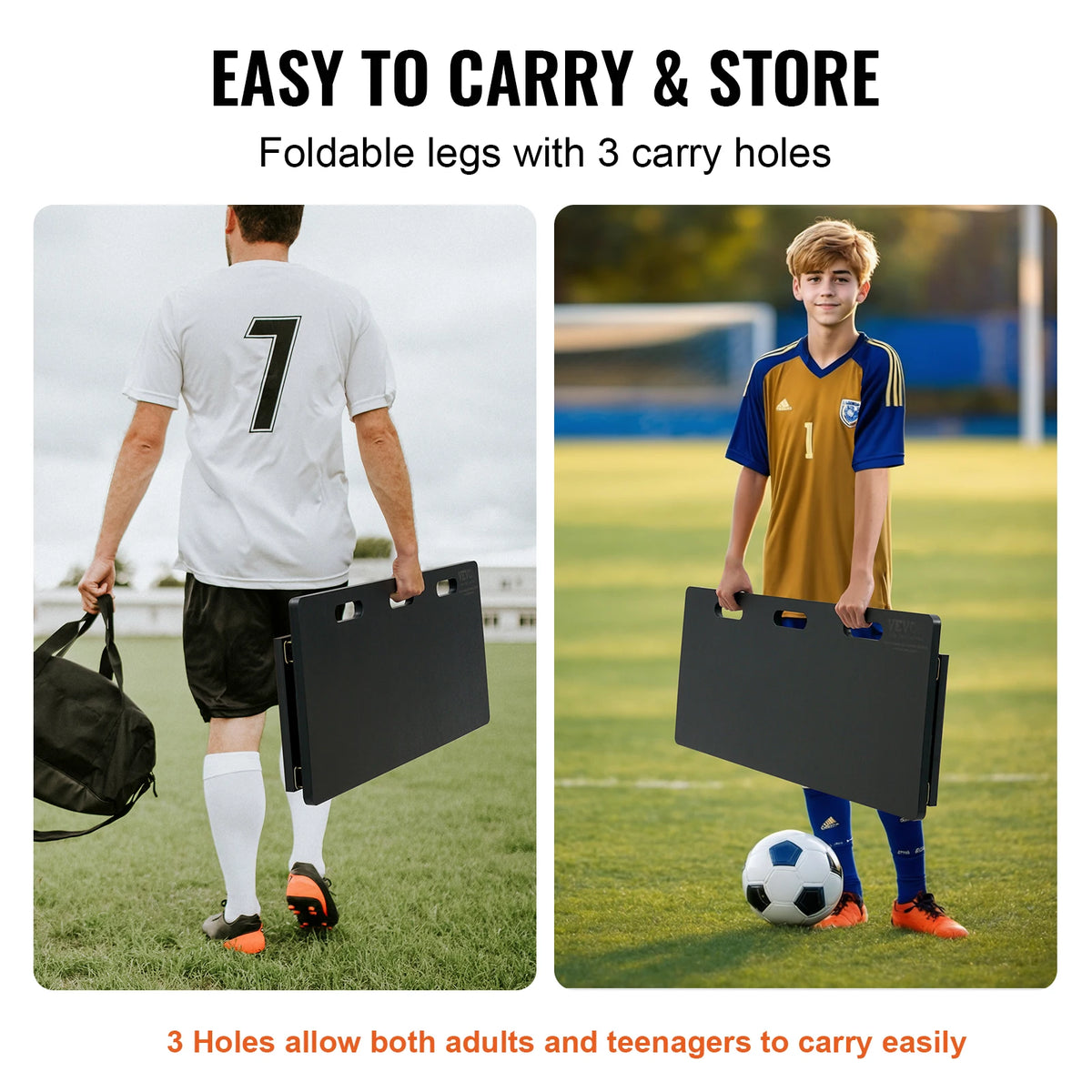 Rebounder - Rebounder Voetbal - Rebounder Bord Voetbal - Voetbal - 45X18 inch - met 2 hoeken Rebound - Opvouwbaar en draagbaar - HDPE Kickback Rebound Board - QUORE