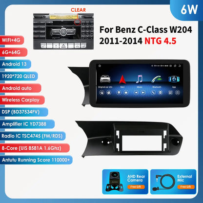 Hizpo Carplay 4G AI Systems Android 13 Car Radio for Mercedes Benz C-Class W204  Multimedia Video Player GPS Autoradio Bluetooth