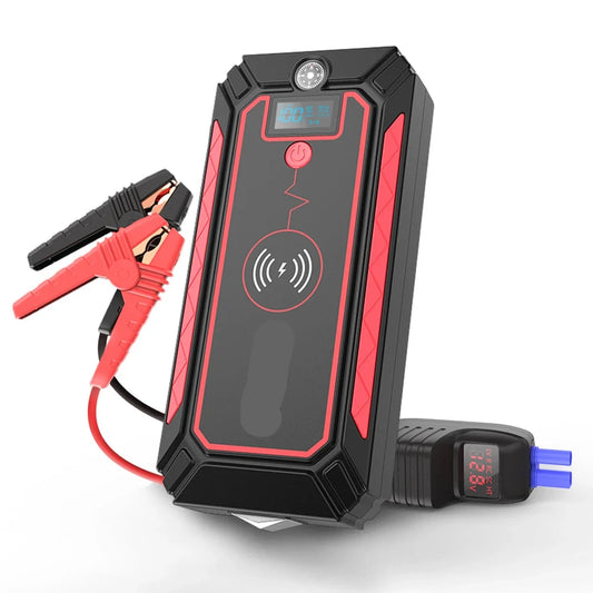 Jumpstarter - Car Jumpstarter - 10W - 2500A - Car Starting Device - Jumpstarter with Powerbank, SOS Emergency Light, Wireless Charging &amp; Safety Hammer - Black