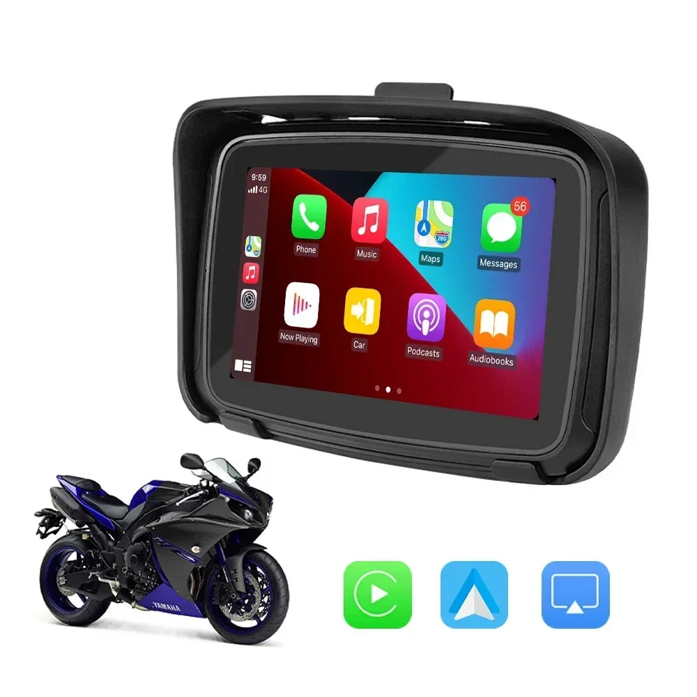 5 Inch Portable GPS Navigation Motorcycle Waterproof Carplay Display Motorcycle Wireless Android Auto IPX7 GPS Screen Apple