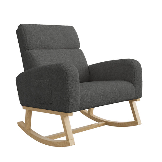 Schommelstoel – Relaxstoel – Schommelzetel – Loungestoel – Zachte Teddy Velvet – Ergonomische Rugleuning – 14 Cm Dikke Spons