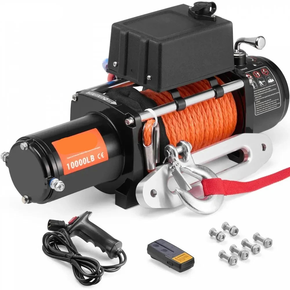 Elektrische Lier - Takel - Kabeltakel Lier - Kettingtakel - 10000LBS - 12V - Draadloze en Bedrade Afstandsbediening - IP55 Waterdicht - Aluminium Fairlead - Zwart