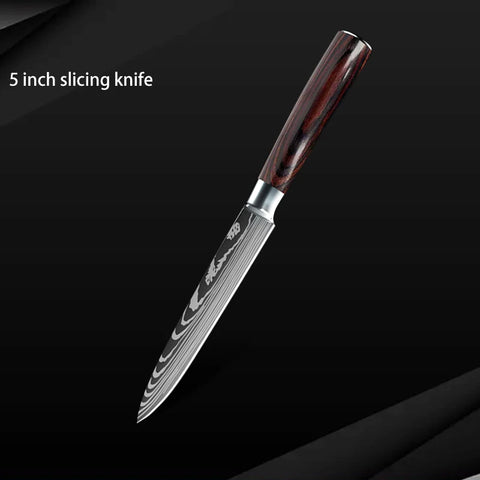 Keukenmessen - Knife set - Chef Knife - Knives - Kitchen Knife - Roestvrij staal met hoog koolstofgehalte - Damascus-tekening - Hakmesset - Santoku-koksmes - 10stuks